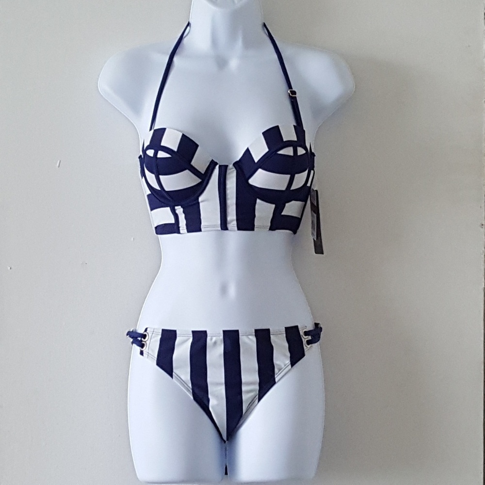 Nautical Lace-Up Bikini Set